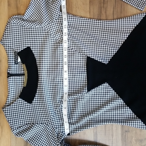 VENUS Black White Houndstooth Long Sleeve Sheath Dress - Picture 4 of 10